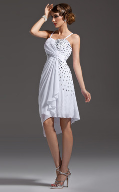 Gaine Cœur Assymetrique mousseline de soie Robe de Cocktail avec Ondulé Brodé (016021186)