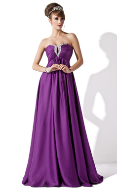 Keizer Sweetheart Vloerlengte Chiffon Avondjurken met Roes Kraal (017013795)