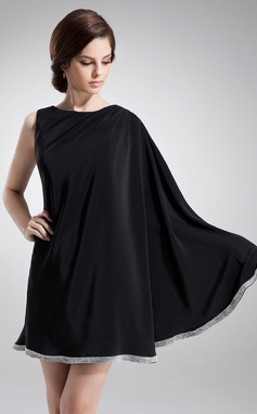 Ligne-A/Princesse Col rond Mi-longues mousseline de soie Robe de Cocktail avec Brodé (016008528)