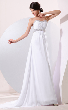 Keizer Sweetheart Korte Sleep Chiffon Avondjurken met Roes Kraal Lovertjes (017014078)