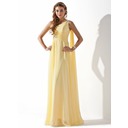A-Line/Princess One-Shoulder Floor-Length Chiffon Holiday Dress With Ruffle Beading (020013793)