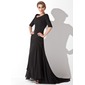 A-Lijn/Prinses Open-Schouder Korte Sleep Chiffon Avondjurken met Roes (017020812)